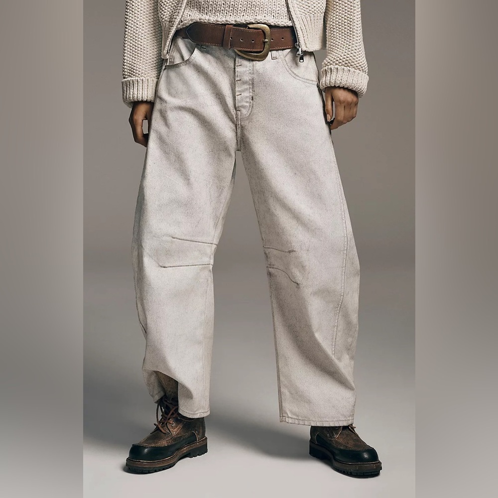 FREE PEOPLE We The Free Good Luck Coated Barrel Jeans